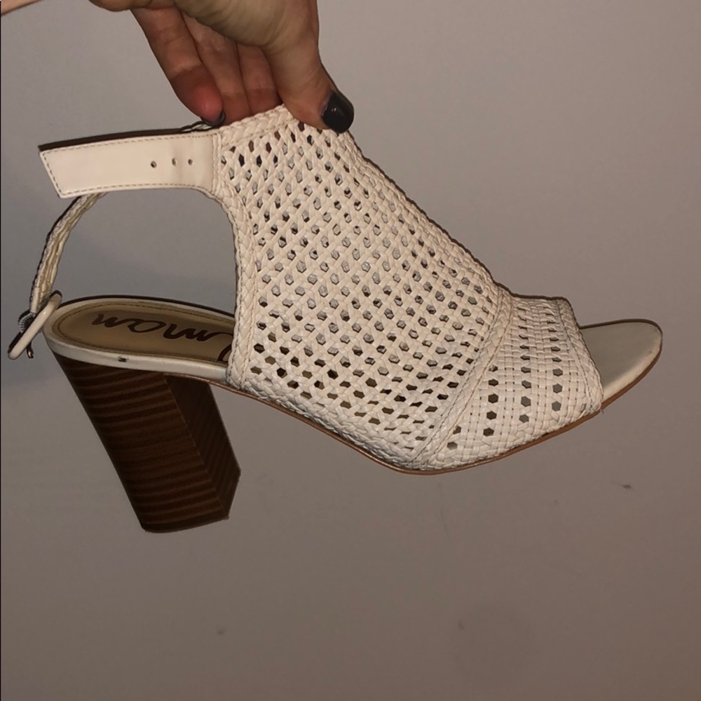 Sam Edelman White Block Heels with Buckle